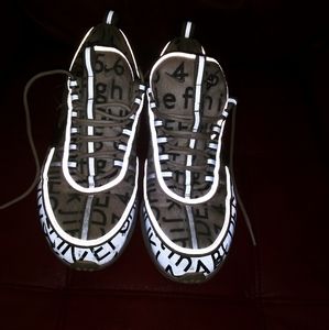 White reflective Nike sneakers